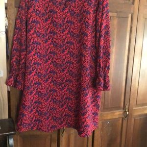 H&M Red and Blue floral dress with ruffle detail